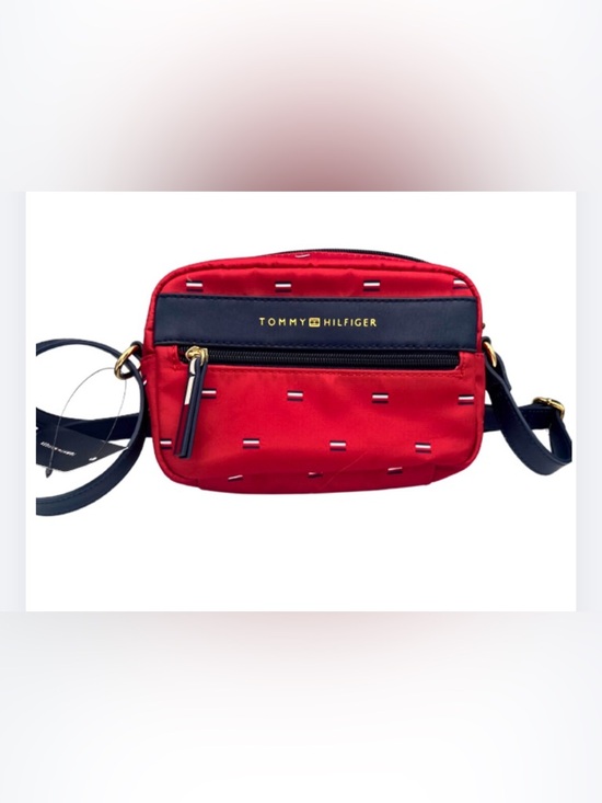 Tommy Hilfiger Handbags - Tommy Hilfiger Red Nylon Belt Bag /Crossbody with Navy Trim